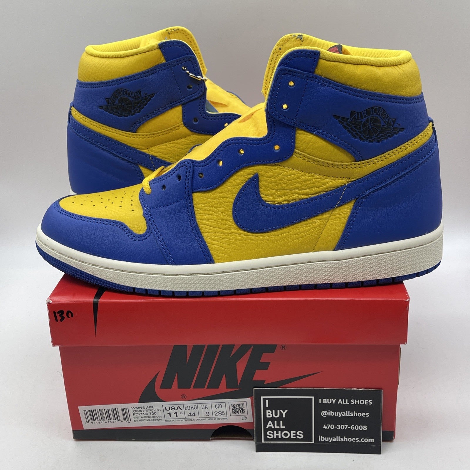 Size 11.5 - Air Jordan 1 High OG Reverse Laney 2023 Blue Yellow (FD2596-700)