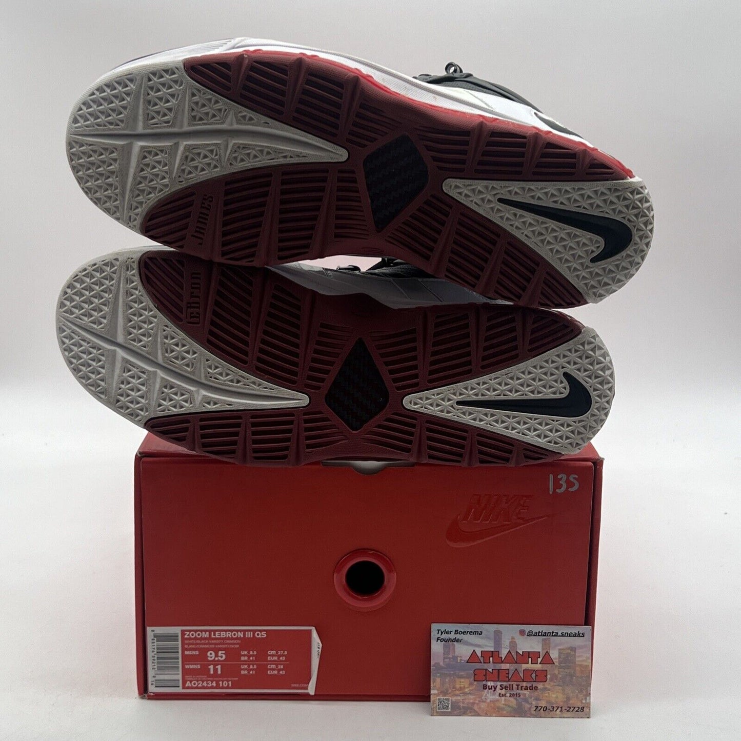 Size 9.5 - Nike Zoom LeBron 3 Retro QS 2019 Home Black White Red (AO2434-101)