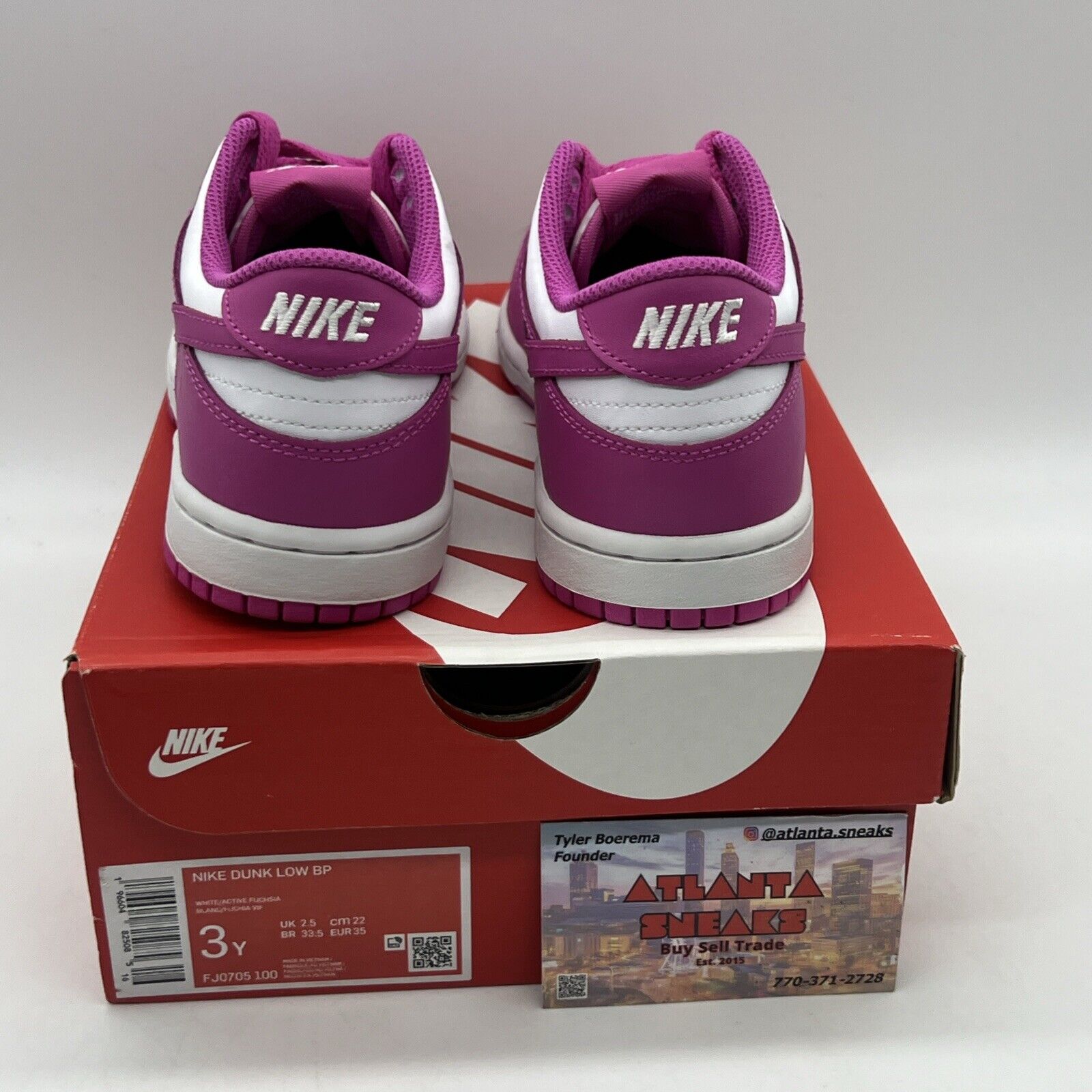 [FJ0705-100] Preschool Nike DUNK LOW 'ACTIVE FUCHSIA (PS)' Size 3Y Brand New DS