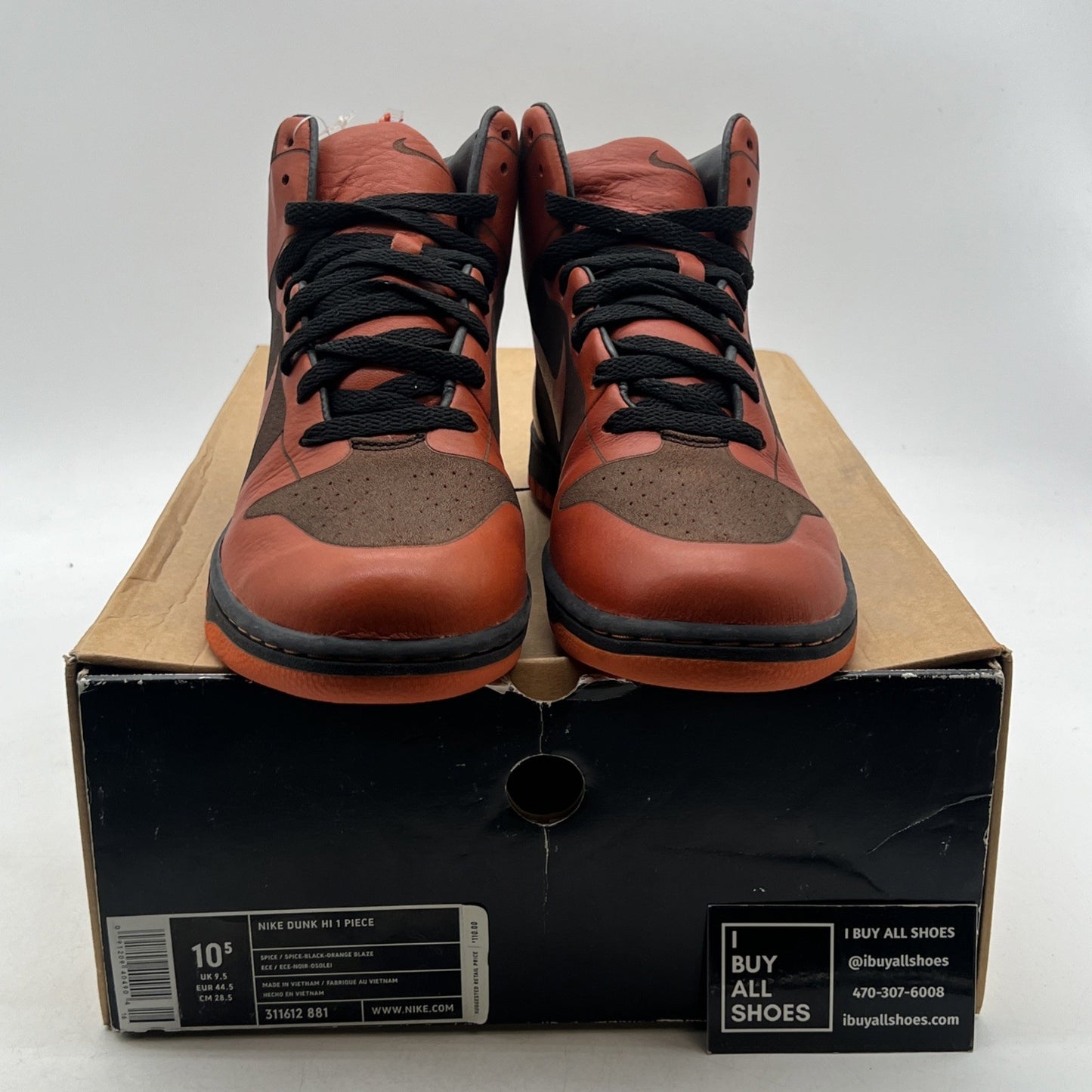 Size 10.5 - Nike Dunk 1 Piece High Laser Spice (311612-881)