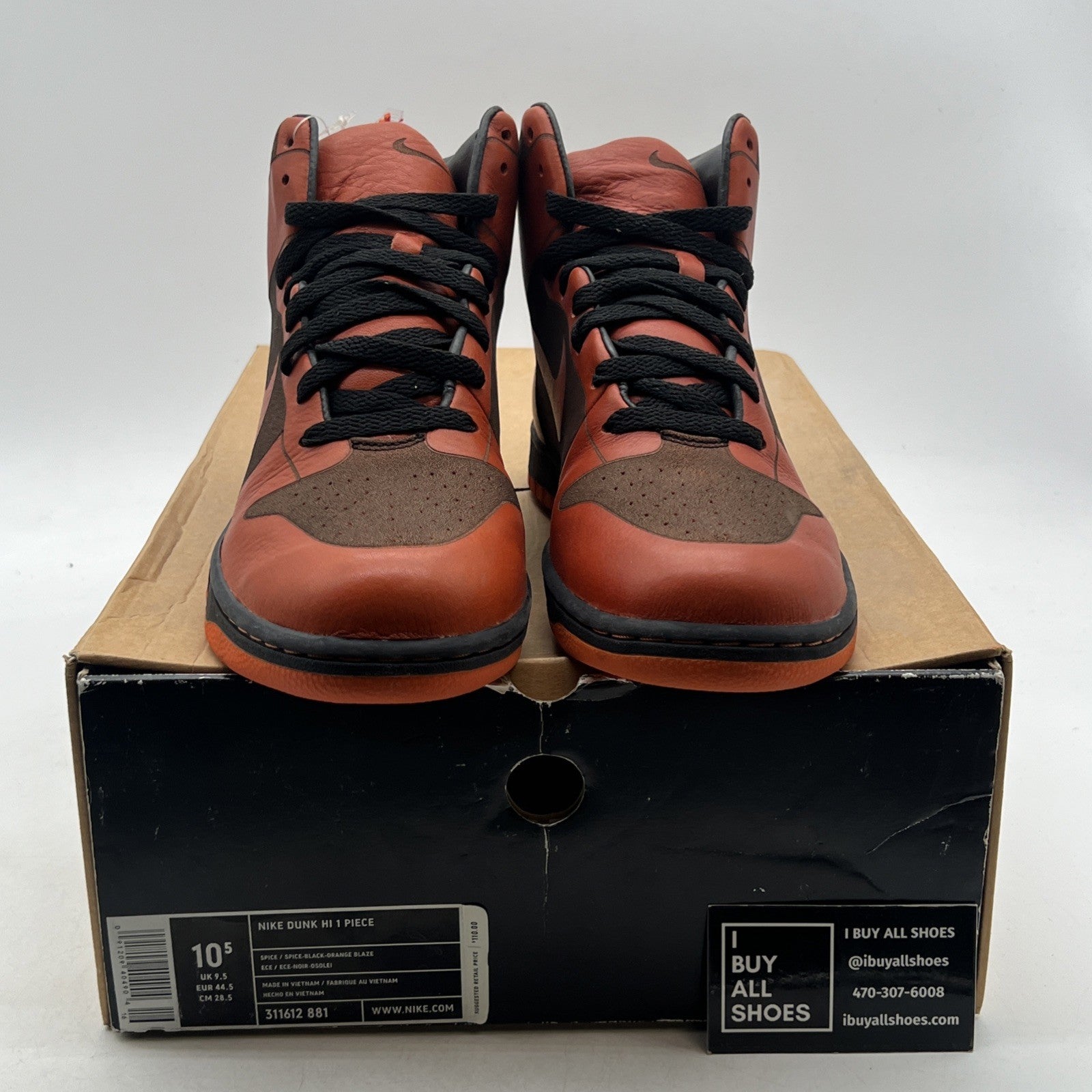 Size 10.5 - Nike Dunk 1 Piece High Laser Spice (311612-881)