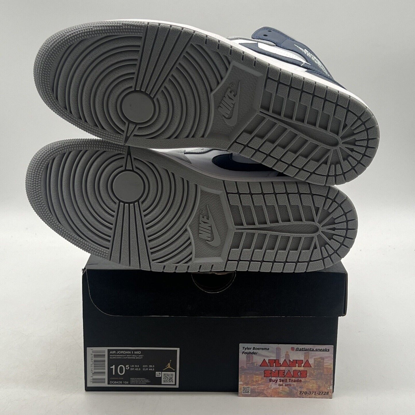 Size 10.5 - Air Jordan 1 Mid Wolf Grey Midnight Navy (DQ8426-104)