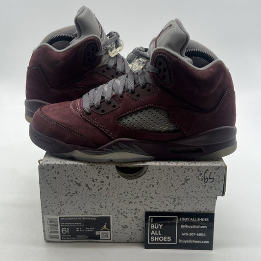 Size 6.5Y - Air Jordan 5 Retro SE 'Burgundy' Grey Suede Leather (FN4233-600)
