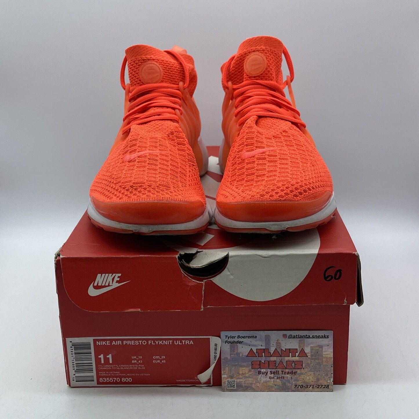 Size 11 - Nike Air Presto Flyknit Ultra Total Crimson Orange Suede (835570-800)