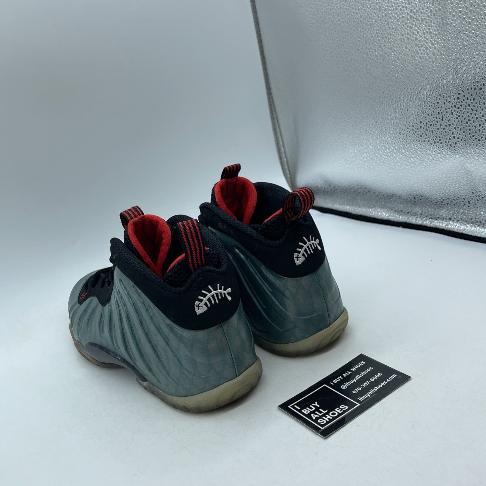 Size 7Y (GS) - Nike Little Posite One Mid Gone Fishing Green Black (644791-300)