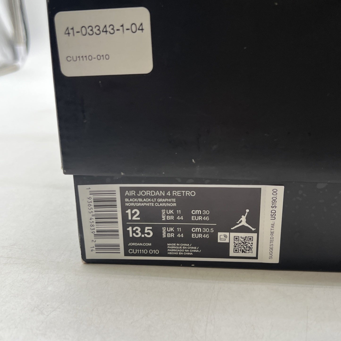 Size 12 - Air Jordan 4 Retro Mid Black Cat (CU1110-010)