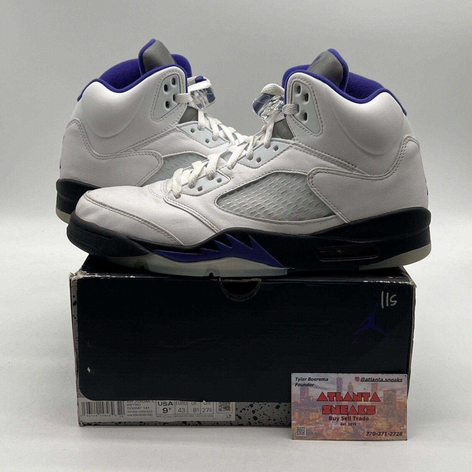 Size 9.5 - Jordan 5 Concord 2022 Black White Leather (DD0587-141)