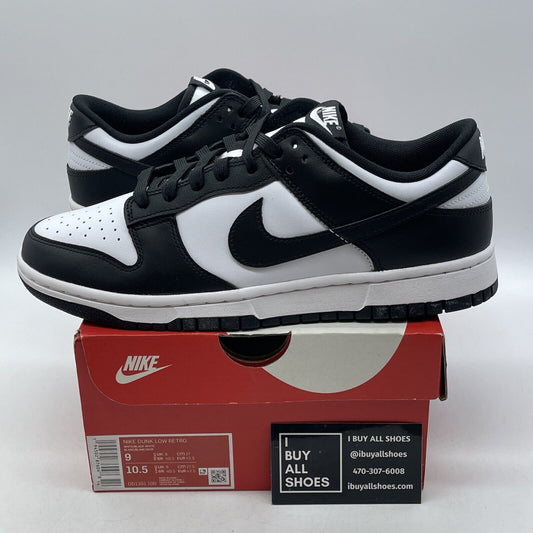 Size 9.5 - Nike Dunk Low Black White Leather Suede (DD1391-100)