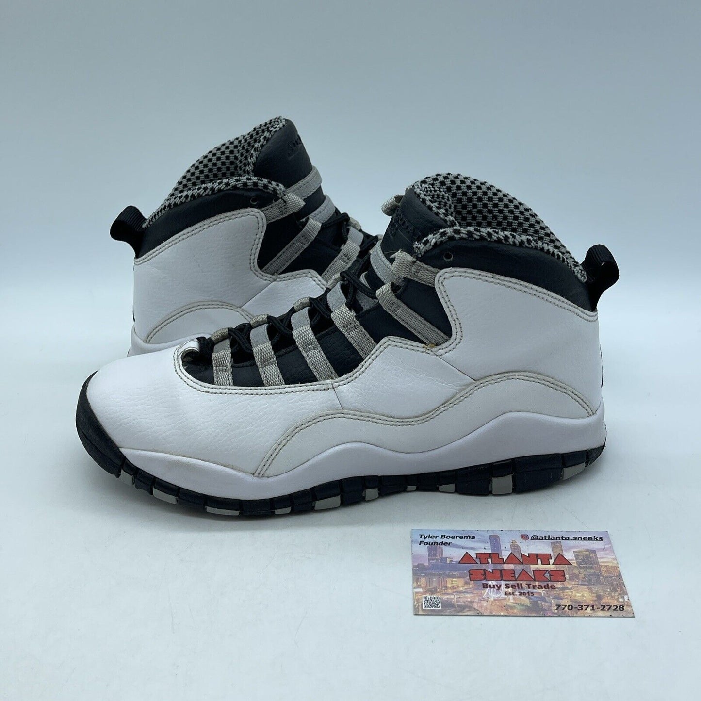 Size 6.5 - Air Jordan 10 Retro 2013 Steel White Black Leather (310806-103)