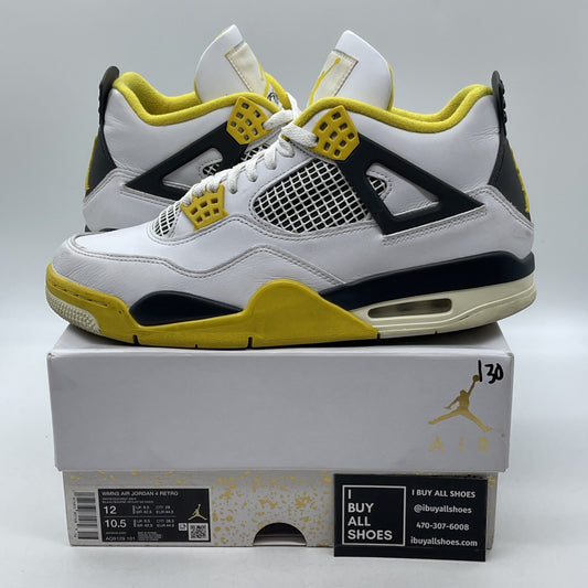 Size 12W - Air Jordan 4 Retro Vivid Sulfur White Yellow Leather (AQ9129-101)