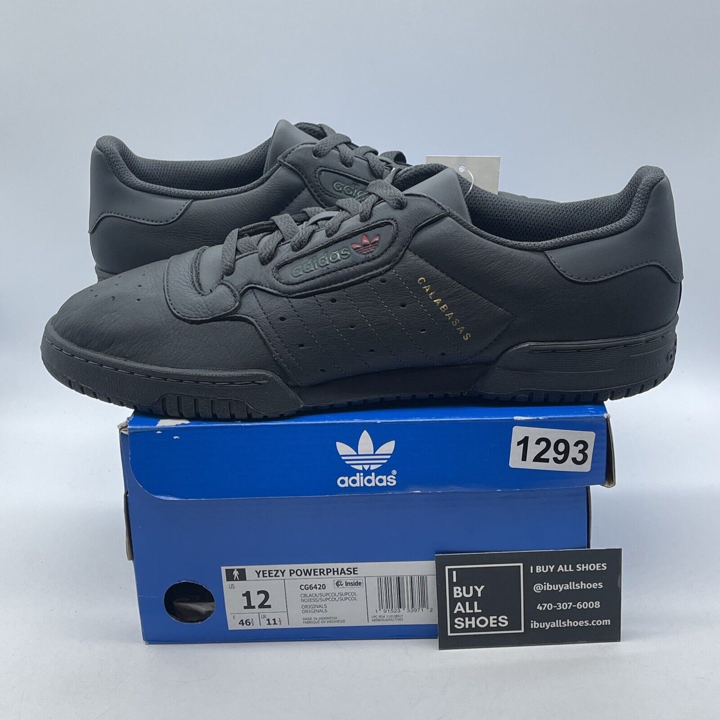 Size 12 - adidas Yeezy Powerphase Calabasas Core Black Green Leather (CG6420)