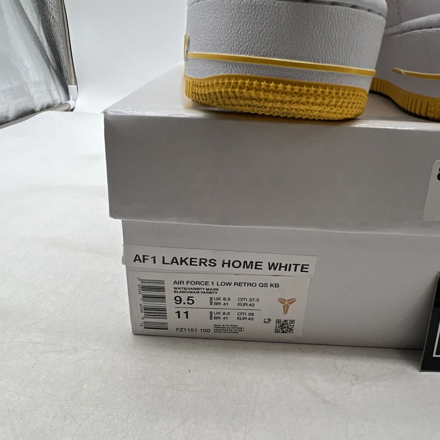 Size 9.5 - Kobe Bryant x Nike Air Force 1 Retro Low Lakers Home (FZ1151-100)