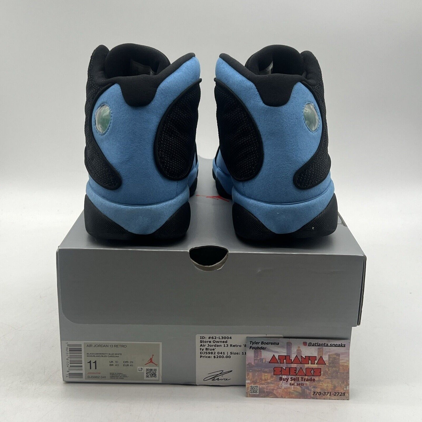 Size 11 - Jordan 13 Retro Mid Black University Blue Suede Leather (DJ5982-041)