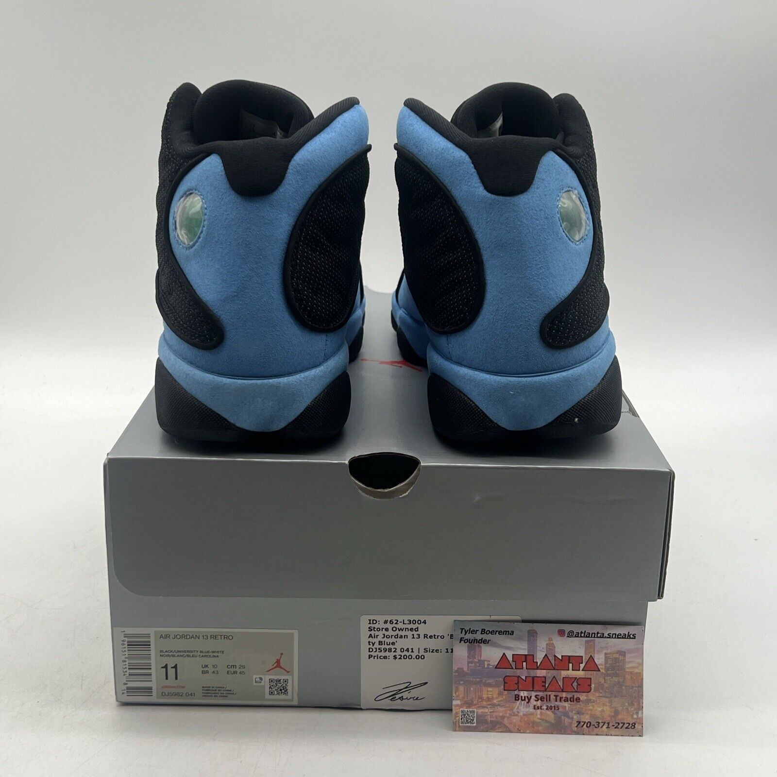Size 11 - Jordan 13 Retro Mid Black University Blue Suede Leather (DJ5982-041)