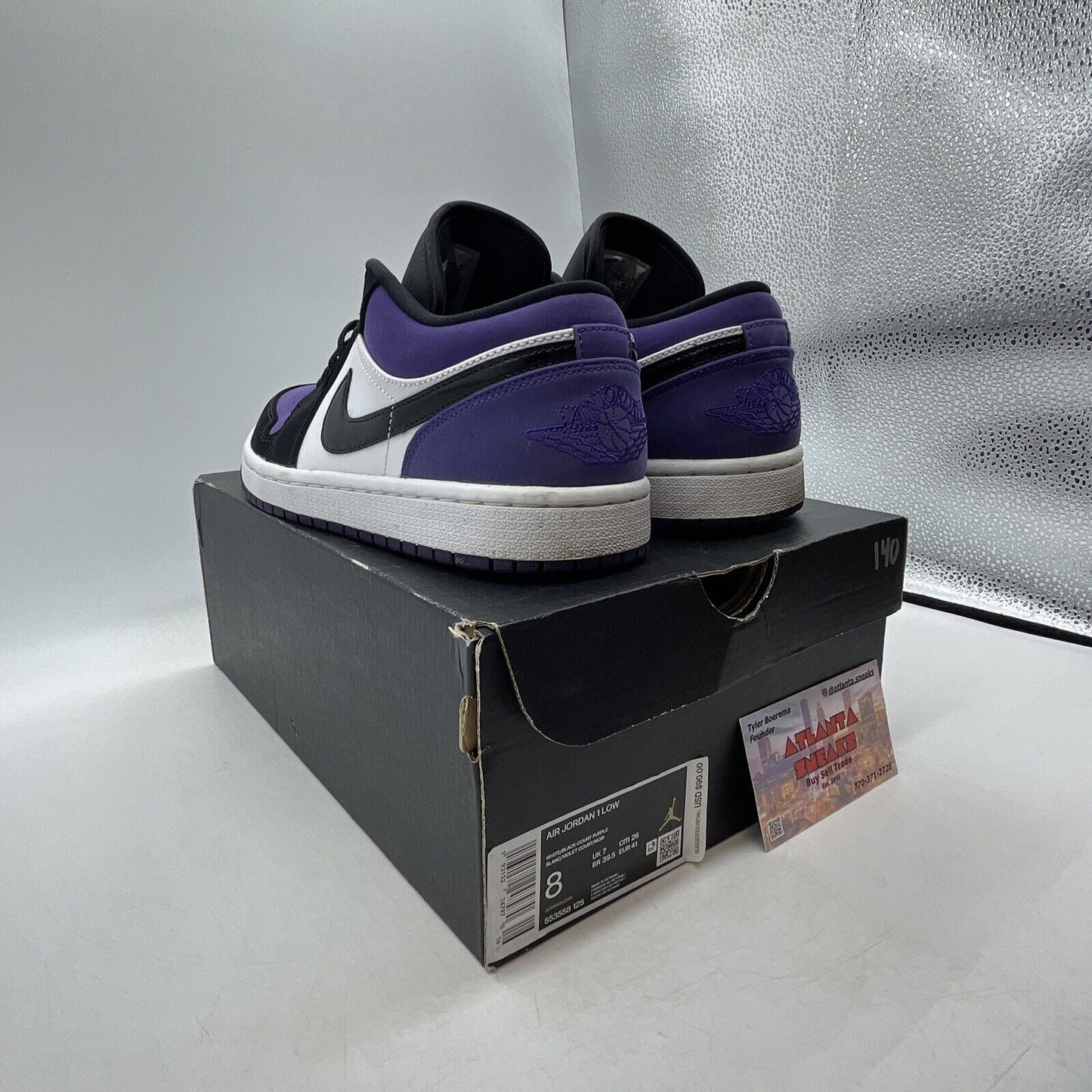 Size 8 - Air Jordan 1 Low Court Purple White Black Suede Leather (553558-125)