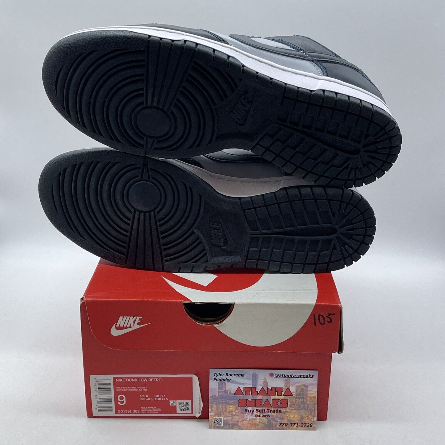 Size 9 - Nike Dunk Low Georgetown Navy White Grey Leather (DD1391-003)
