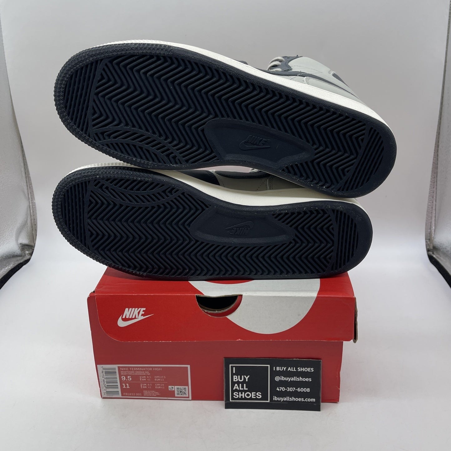 Size 9.5 - Nike Terminator High Georgetown Grey Blue Leather (FB1832-001)
