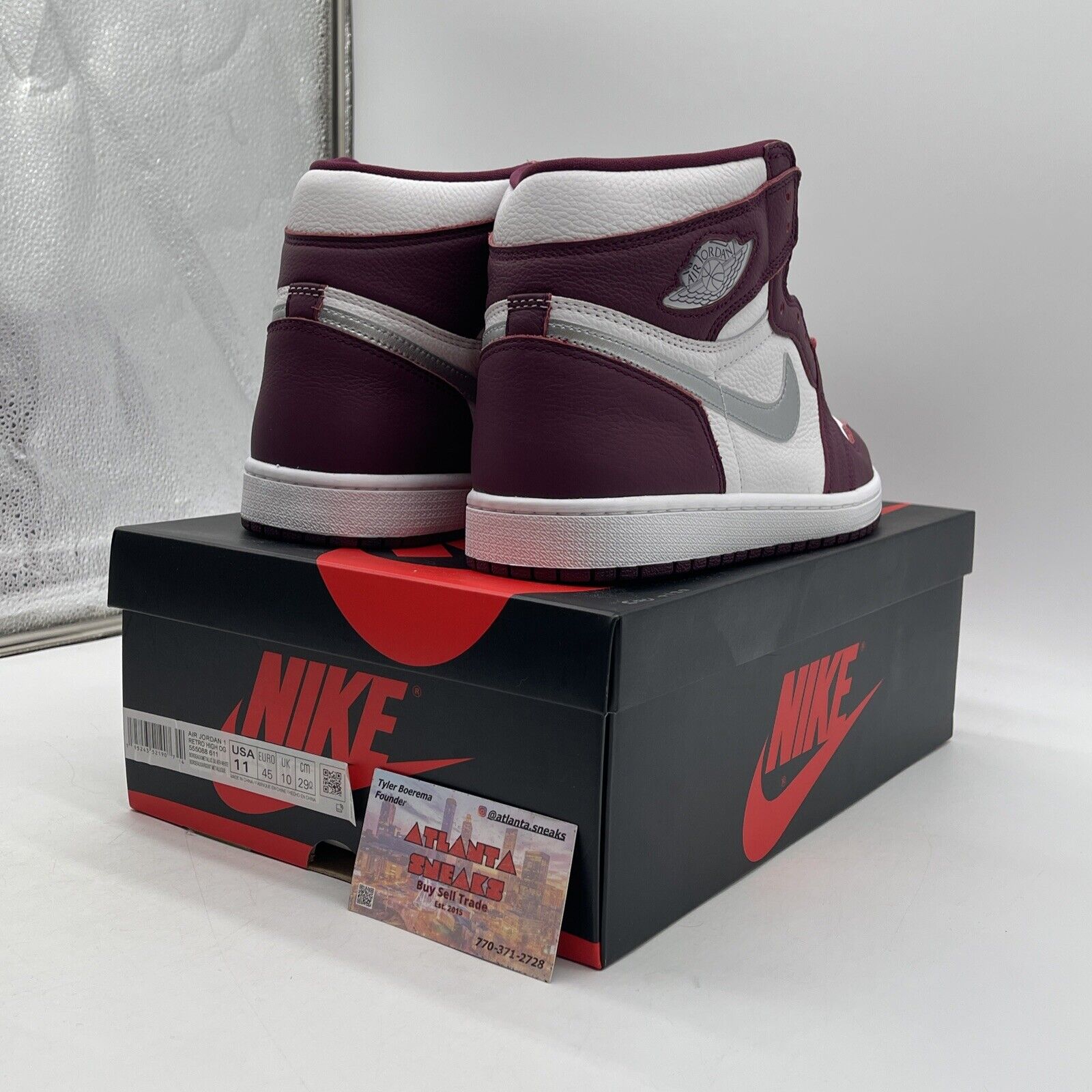 Size 11 - Jordan 1 Retro High OG Bordeaux White Silver Burgundy (555088-611)