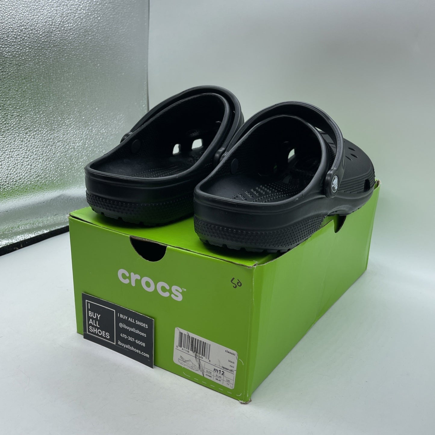 Size 12 - Crocs Classic Clog Authentic Shoe Style Black Rubber (10001)