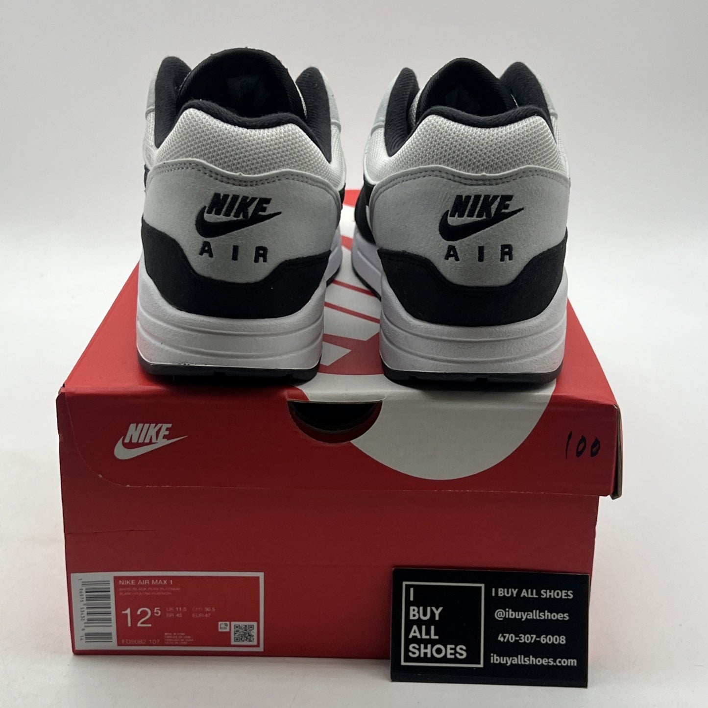 Size 12.5 - Nike Air Max 1 White Black (FD9082-107)
