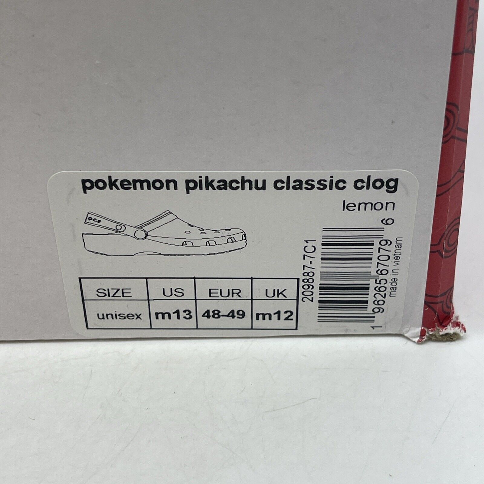 Size 13 - Crocs X Pokemon Pikachu Classic Clog Black Yellow Black (209887-7C1)