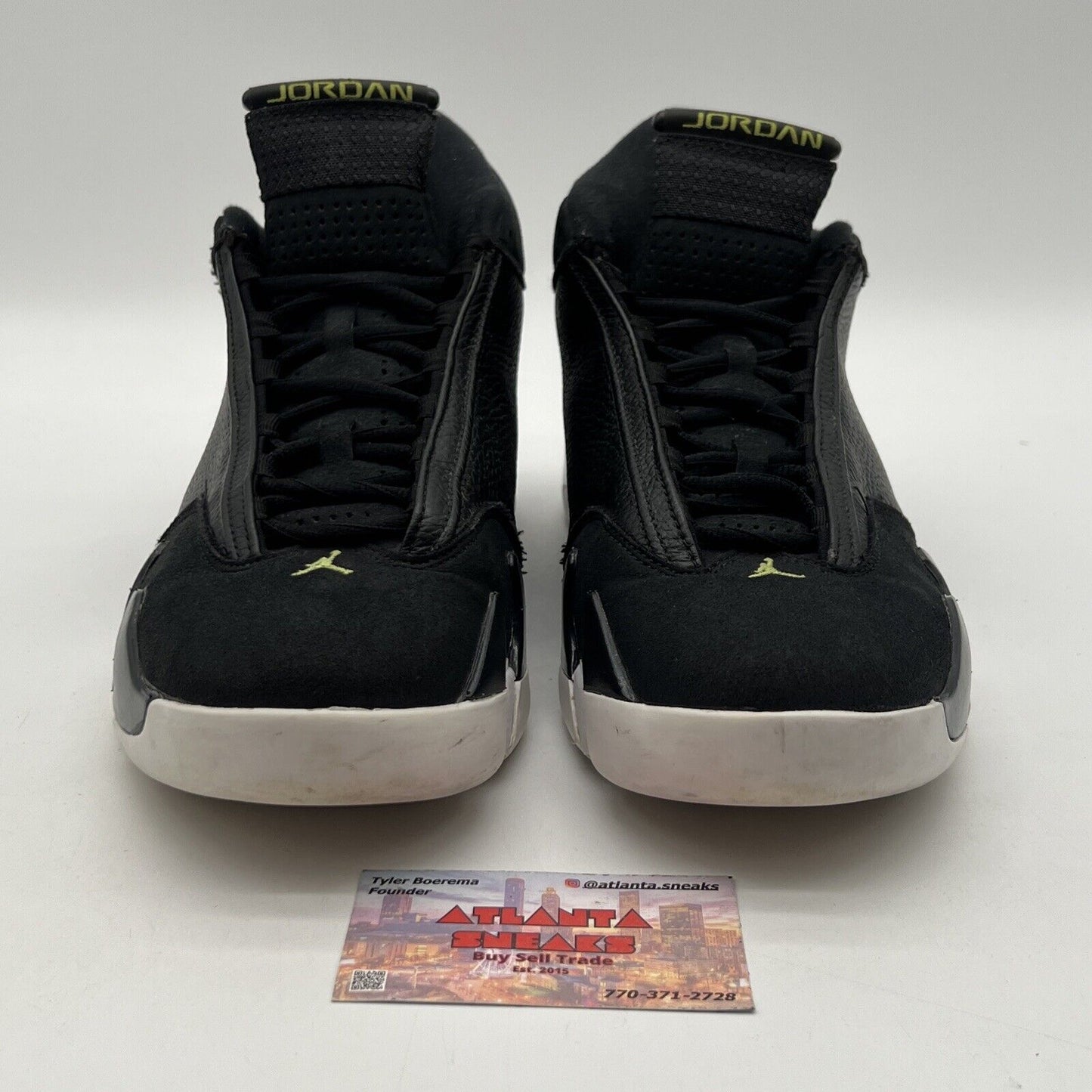 Size 12 - Air Jordan 14 Retro 2016 Indiglo Black White Green (487471-005)
