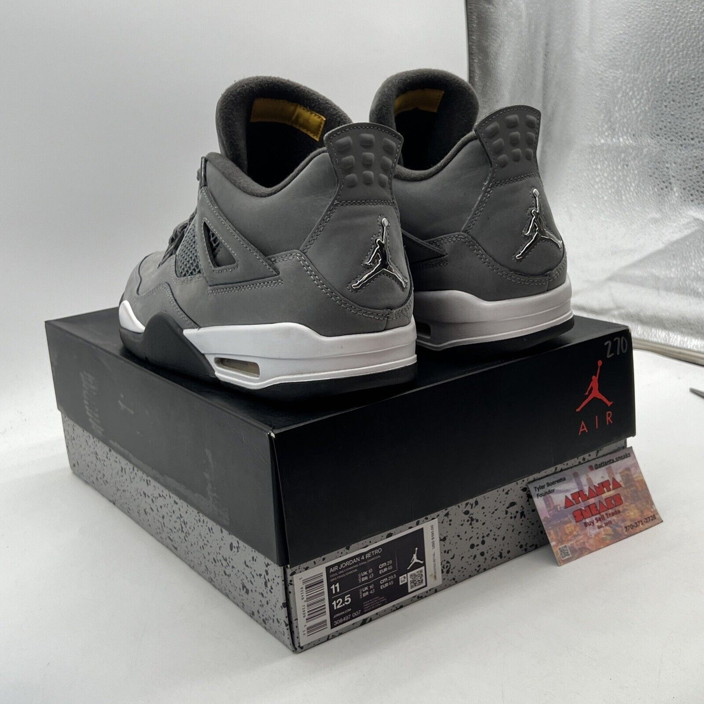 Size 11 - Jordan 4 Retro Low Cool Grey Black White Suede (308497-007)