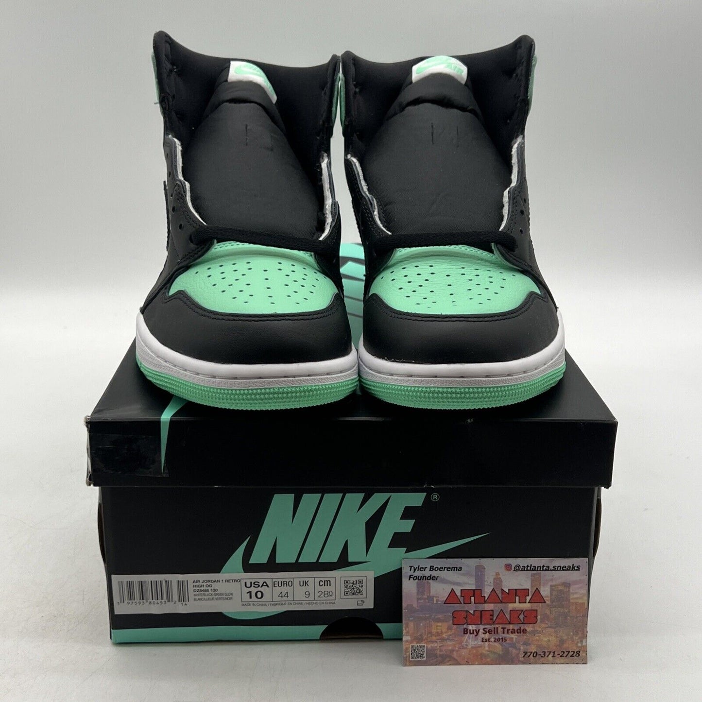 Size 10 - Air Jordan 1 Retro OG High Green Glow White Black Leather.(DZ5495-130)