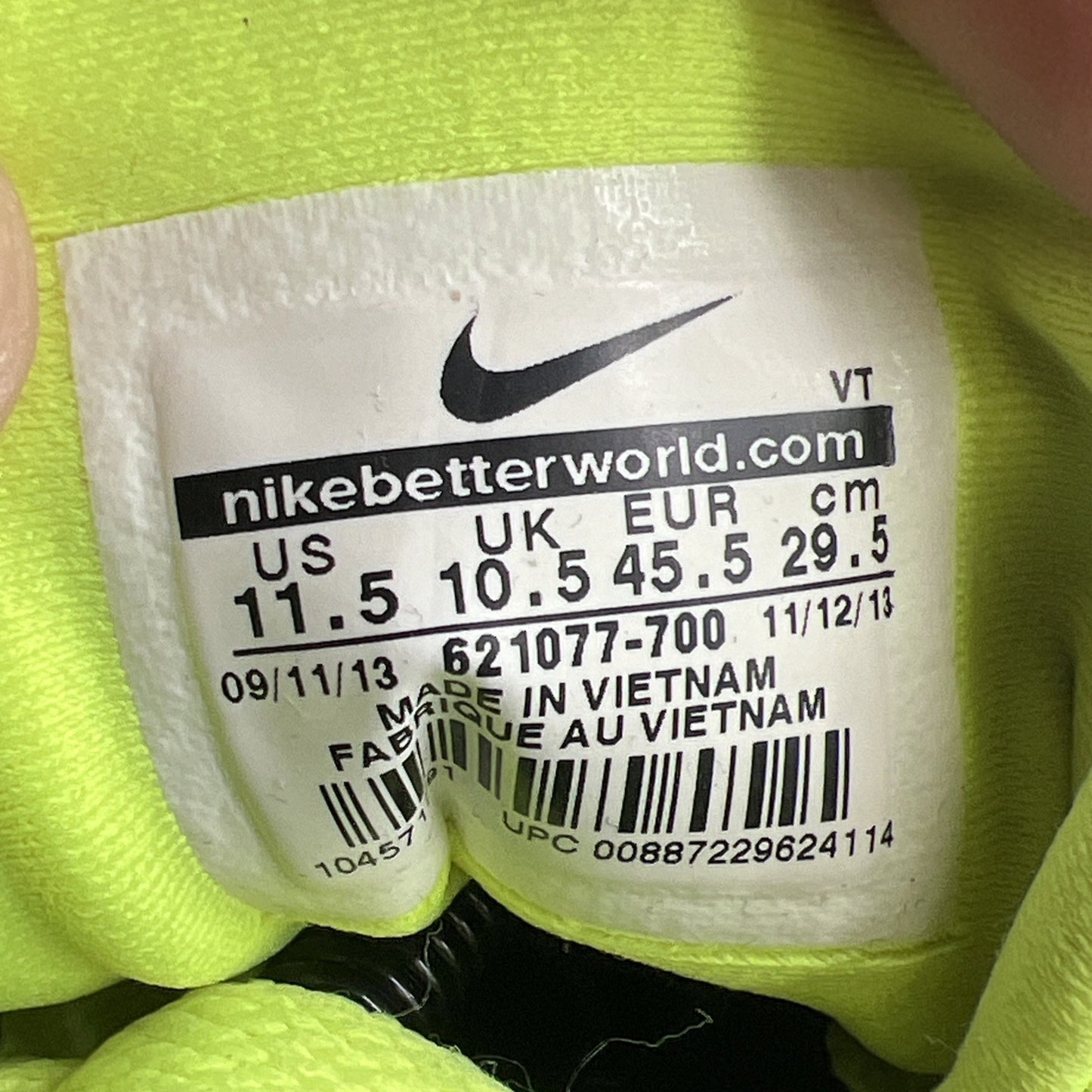 Size 11.5 - Nike Air Max 2014 Volt (621077-700)