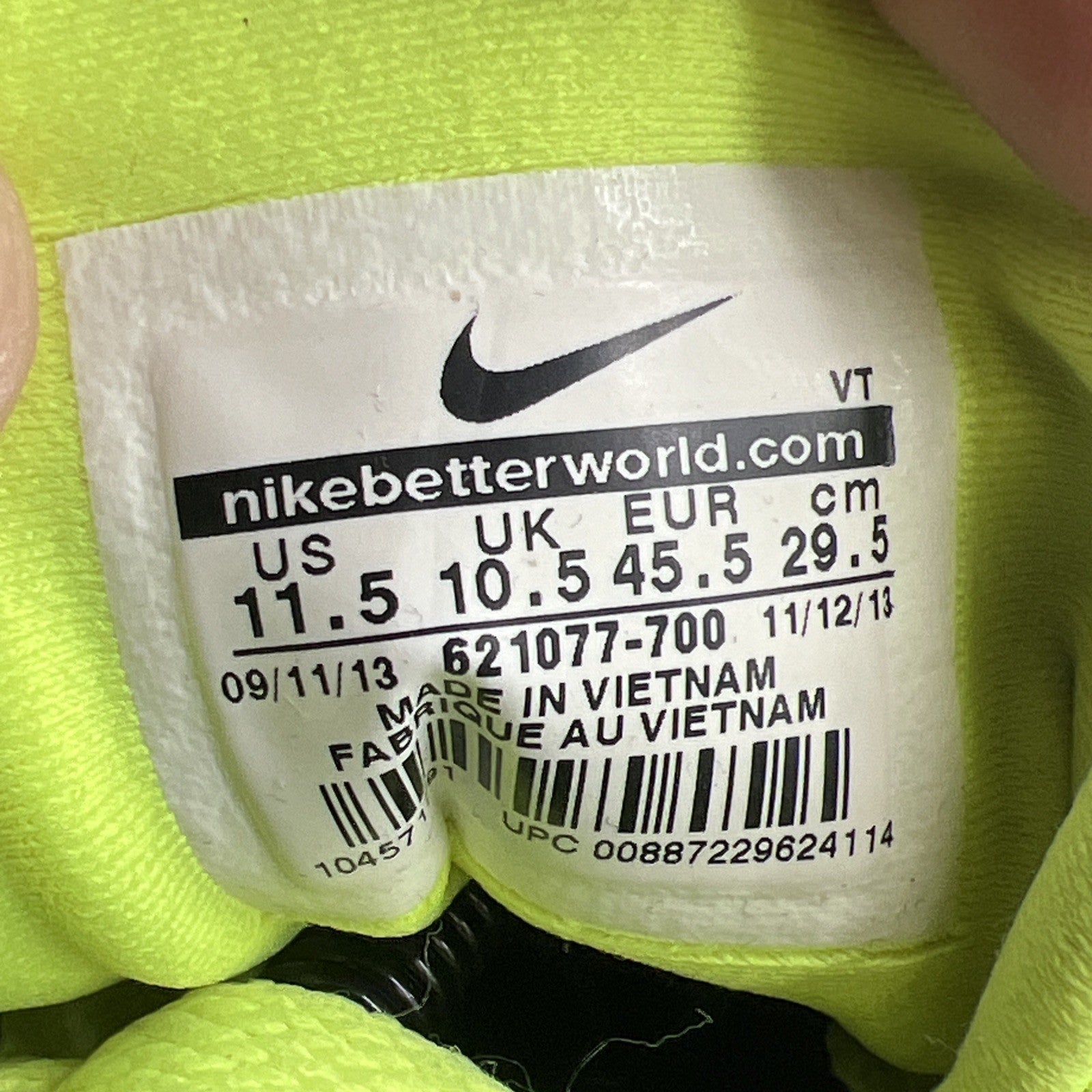 Size 11.5 - Nike Air Max 2014 Volt (621077-700)