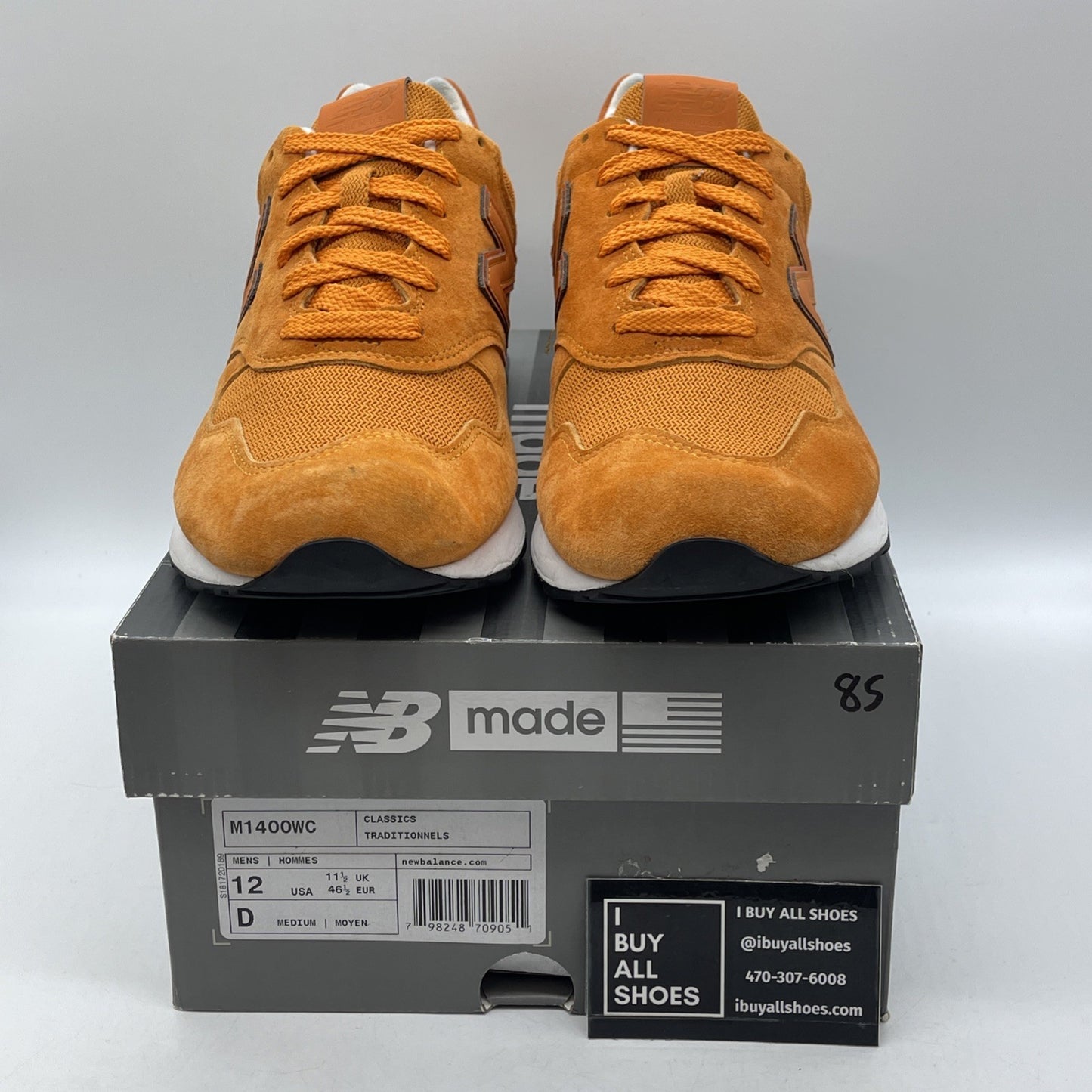 Size 12 - New Balance 1400 Suede Sneakers Orange Grey Leather (M1400WC)