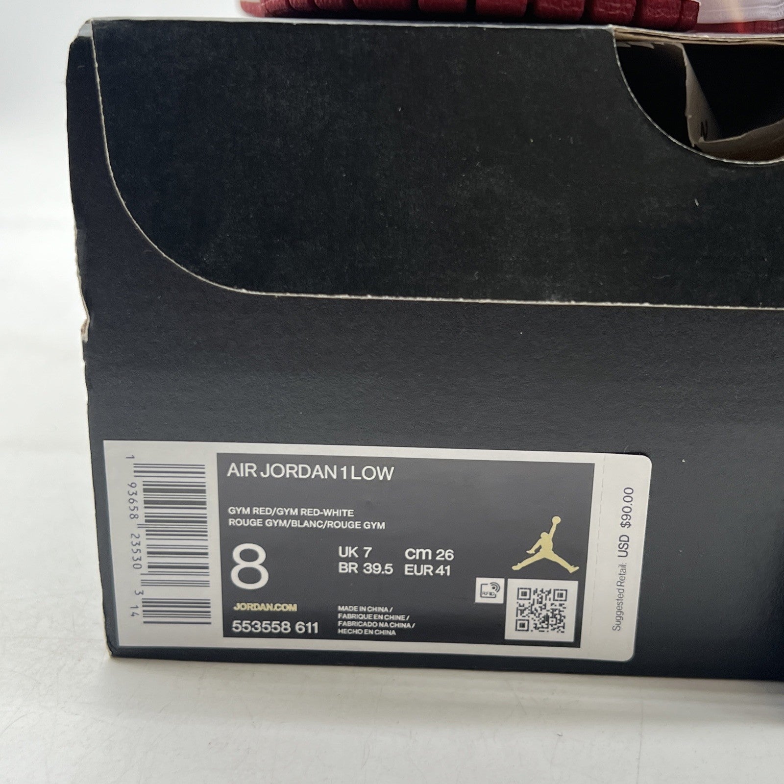 Size 8 - Air Jordan 1 Low Gym Red (553558-611)
