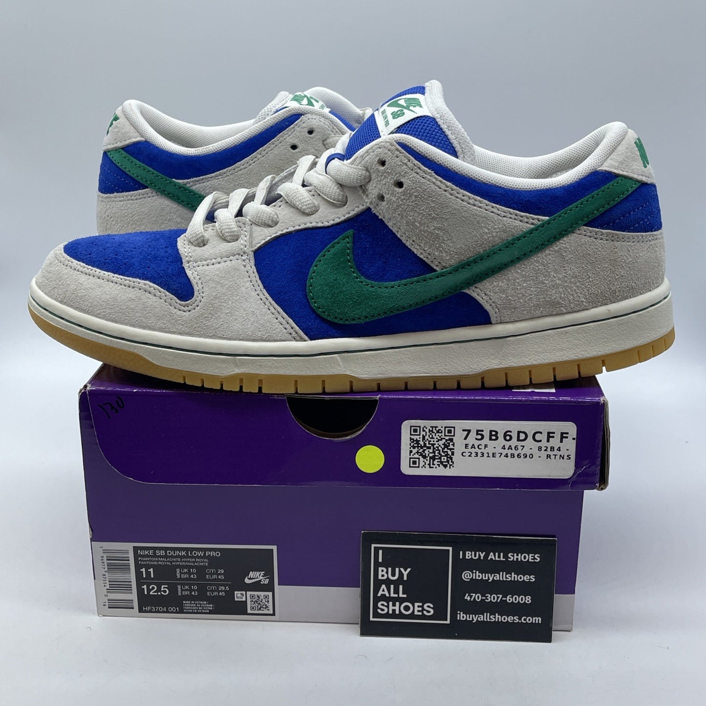 Size 11 - Nike Dunk Pro SB Low Hyper Royal Malachite Blue Grey (HF3704-001)