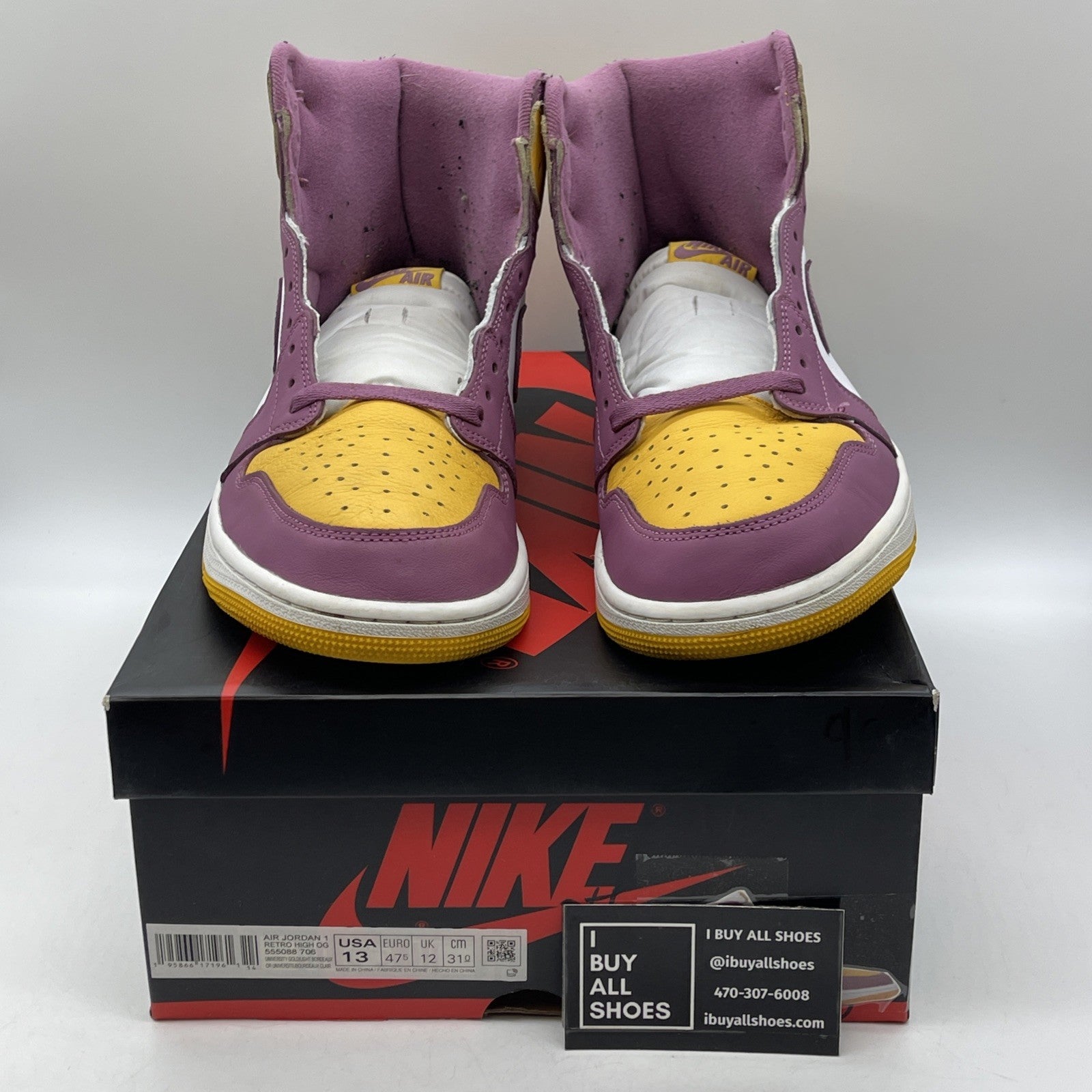 Size 13 - Jordan 1 Retro High OG Brotherhood Yellow White Leather (555088-706)