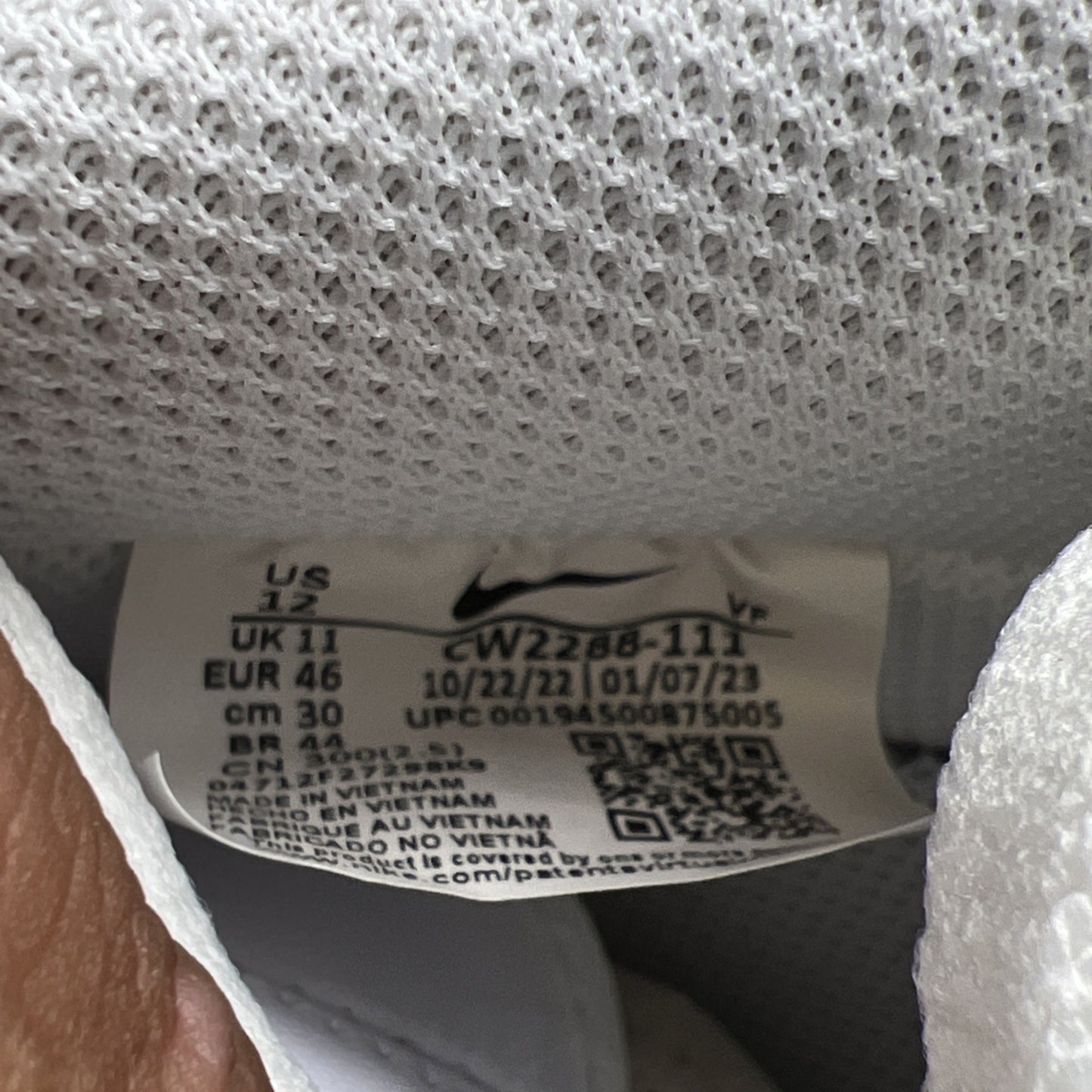 Size 12 - Nike Air Force 1 '07 Low Triple White (CW2288-111)