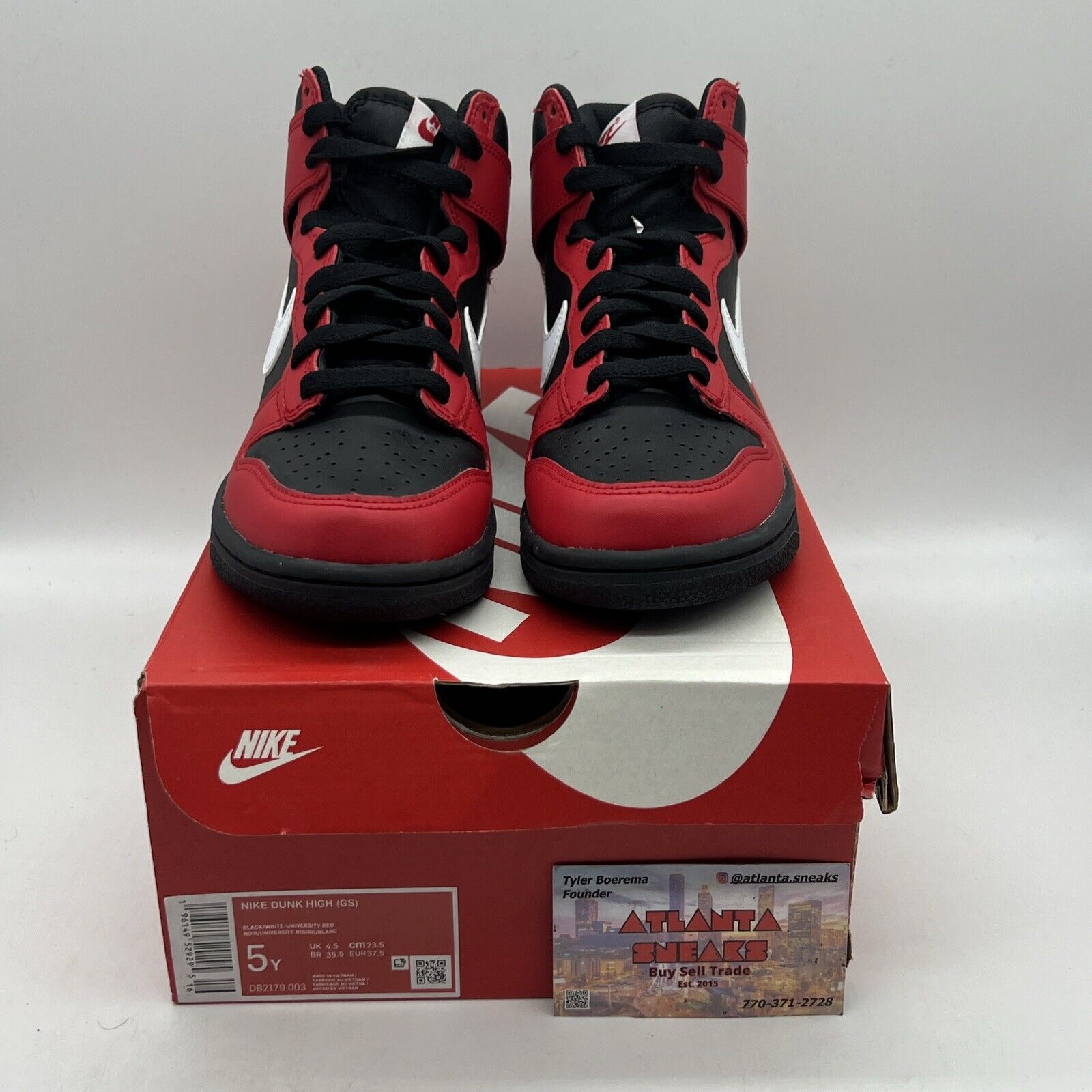 New Nike Dunk High GS Black University Red Size 5Y Brand New Og All