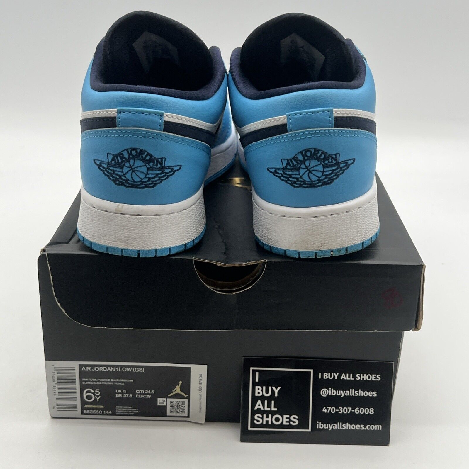 Size 9.5 - Air Jordan 1 Low UNC 2021 Black/University Blue/White (553560-144)