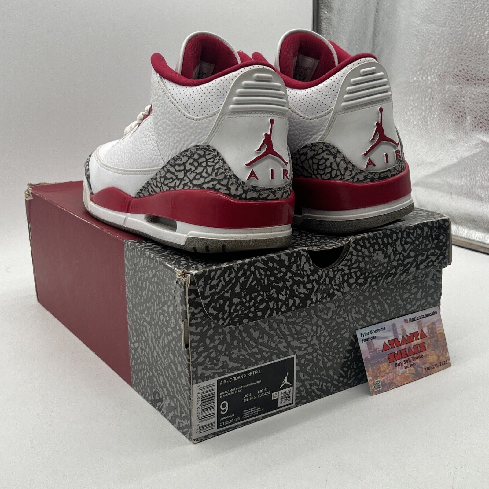 Size 9 - Jordan 3 Retro Mid Cardinal Red White Grey Black Leather (CT8532-126)