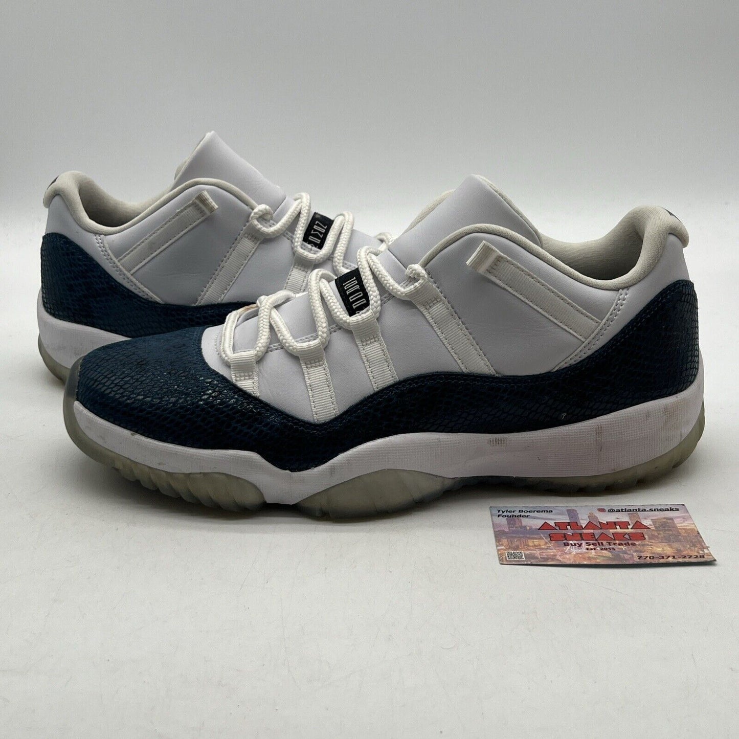 Size 12 - Jordan 11 Retro Low Snakeskin 2019 White Blue Leather (CD6846-102)