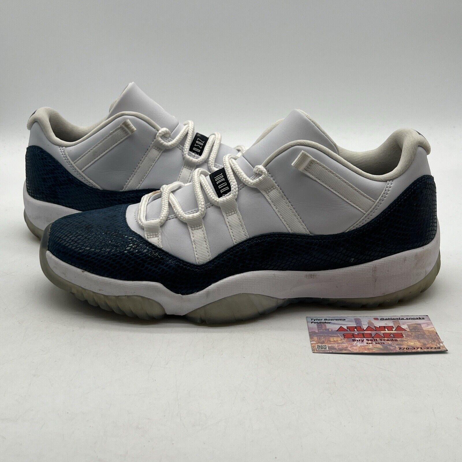 Size 12 - Jordan 11 Retro Low Snakeskin 2019 White Blue Leather (CD6846-102)