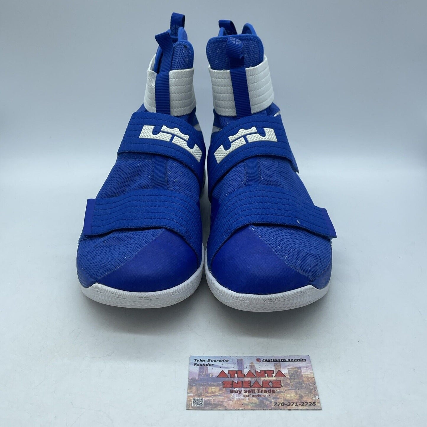 Size 13 - Nike LeBron Soldier 10 Wildcats Blue White Suede Leather (844380-402)