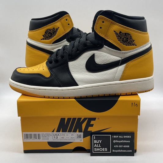 Size 12 - Jordan 1 Retro OG High Yellow Toe White Black Leather (555088-711)