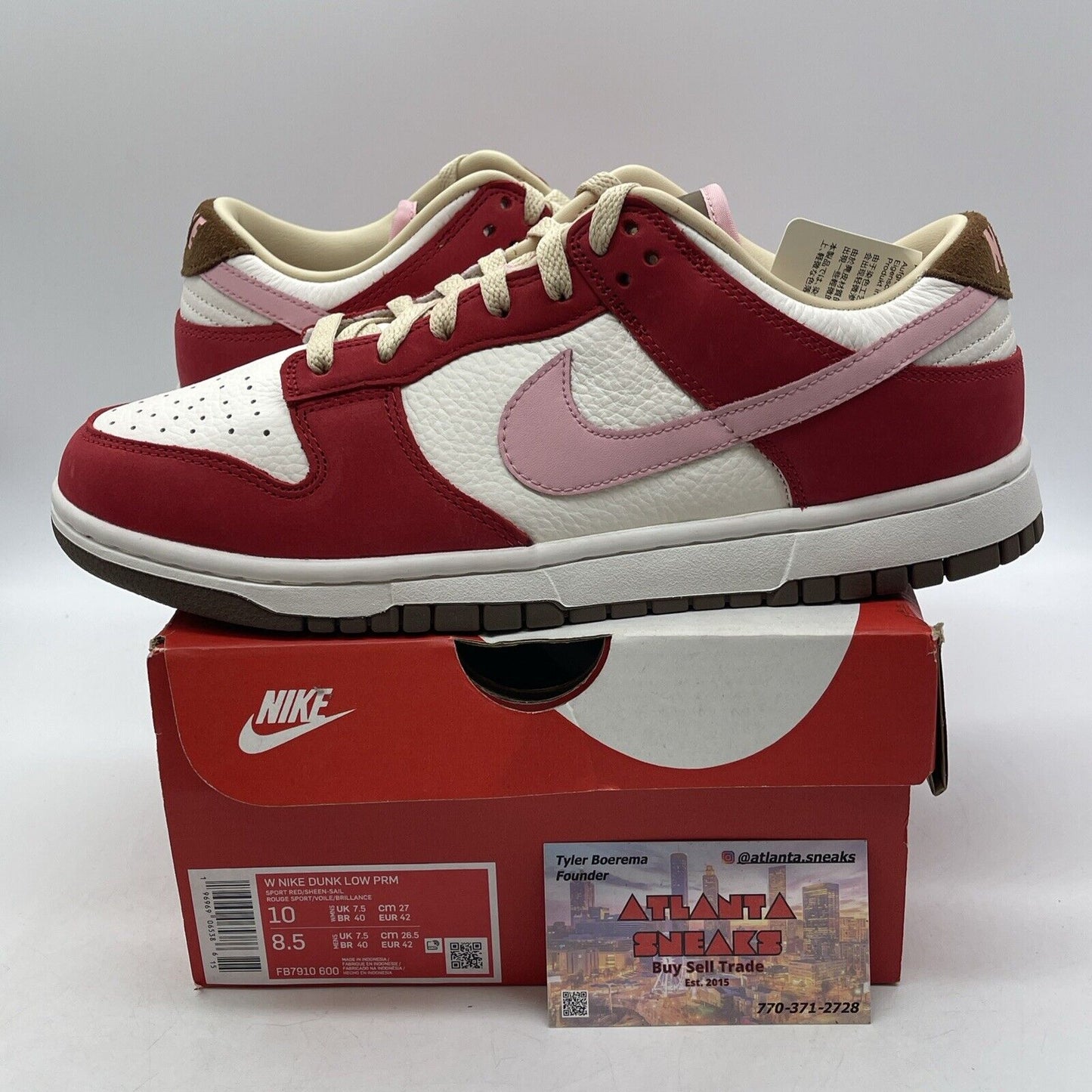 Size 10W - Nike Dunk Premium Low Bacon White Brown Suede Leather (FB7910-600)
