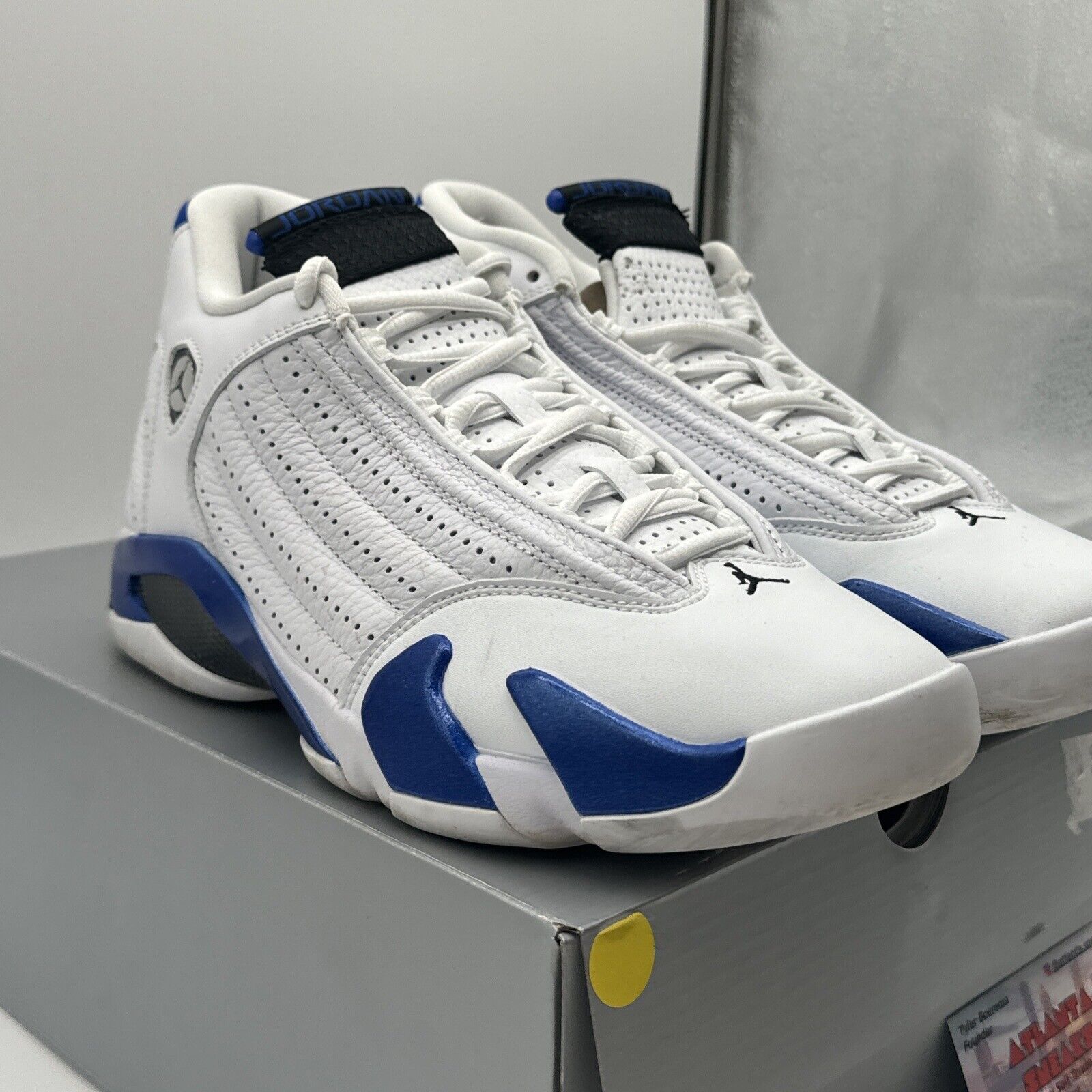 Size 8 - Jordan 14 Retro Hyper Royal 2020 White Leather Royal Blue Metallic Mids