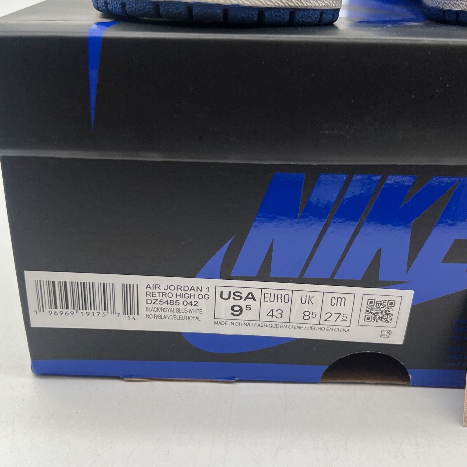 Size 9.5 - Jordan 1 Retro OG High Royal Reimagined Black White Blue (DZ5485-042)