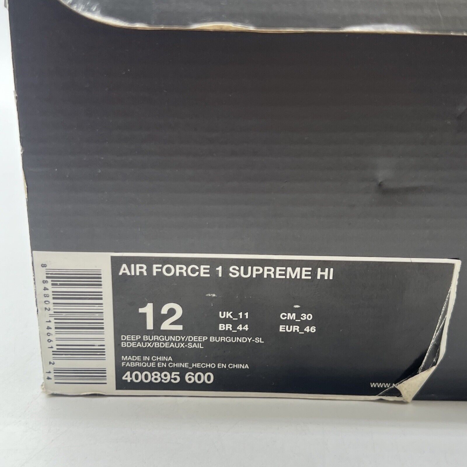 Size 12 - Nike Air Force 1 Supreme High Work Boots (400895-600)