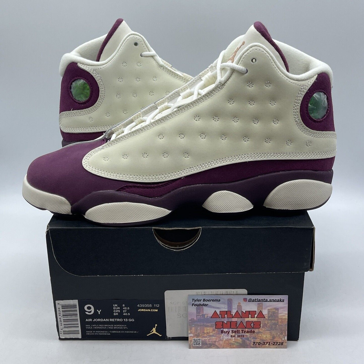 Size 9Y - Air Jordan 13 Retro Bordeaux Tan Burgundy Suede (439358-112)