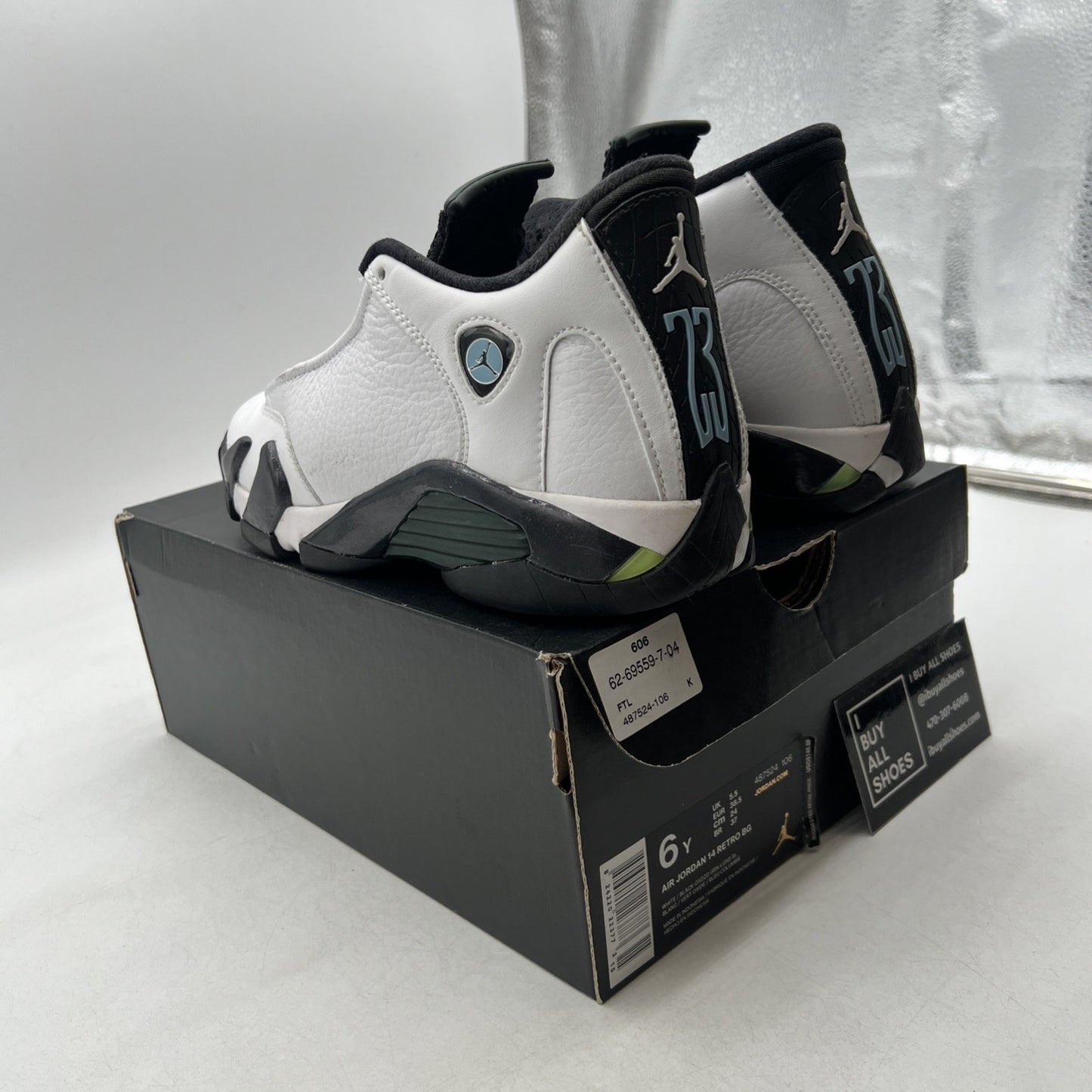 Size 6Y - Air Jordan 14 Oxidized Green White Black (487524-106)