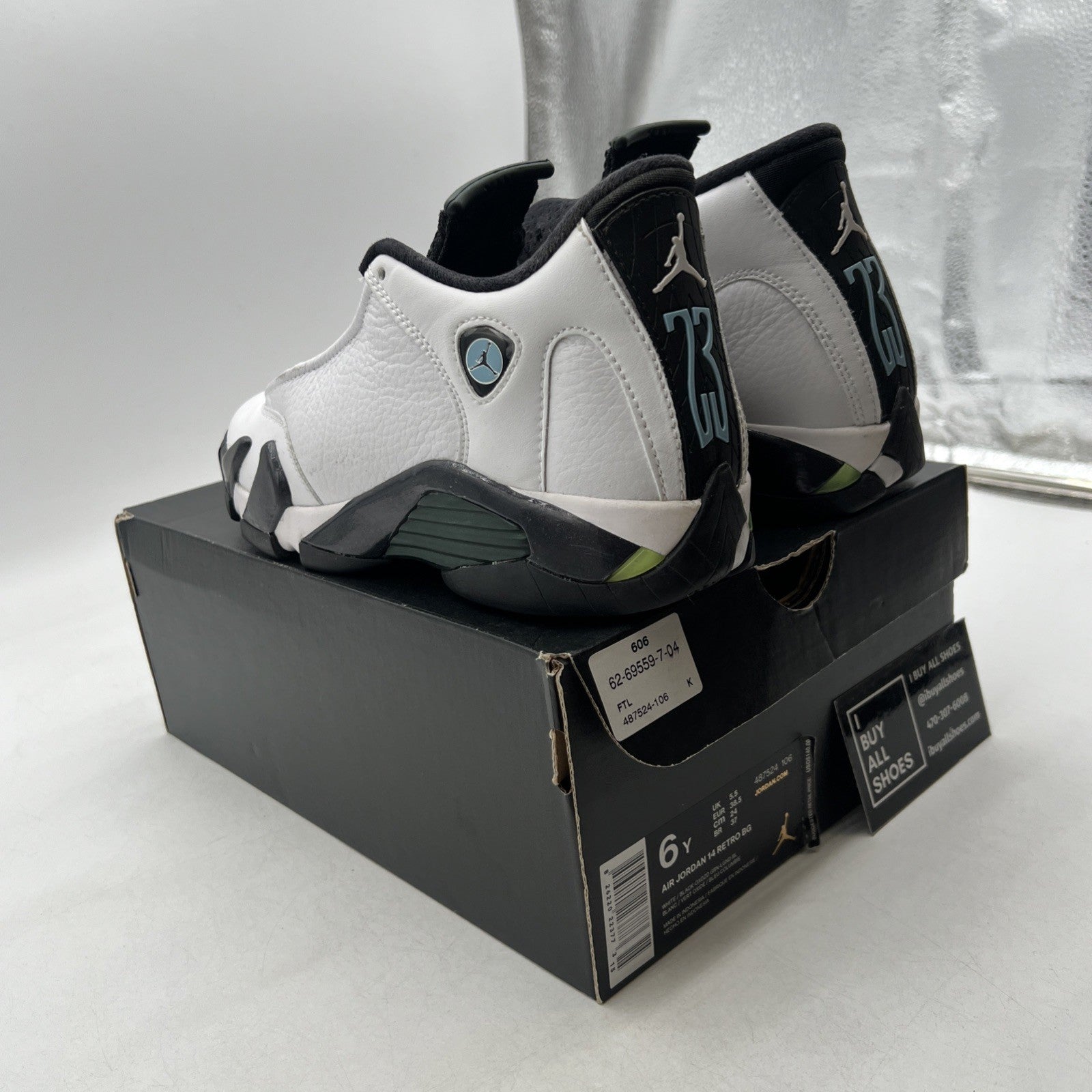 Size 6Y - Air Jordan 14 Oxidized Green White Black (487524-106)
