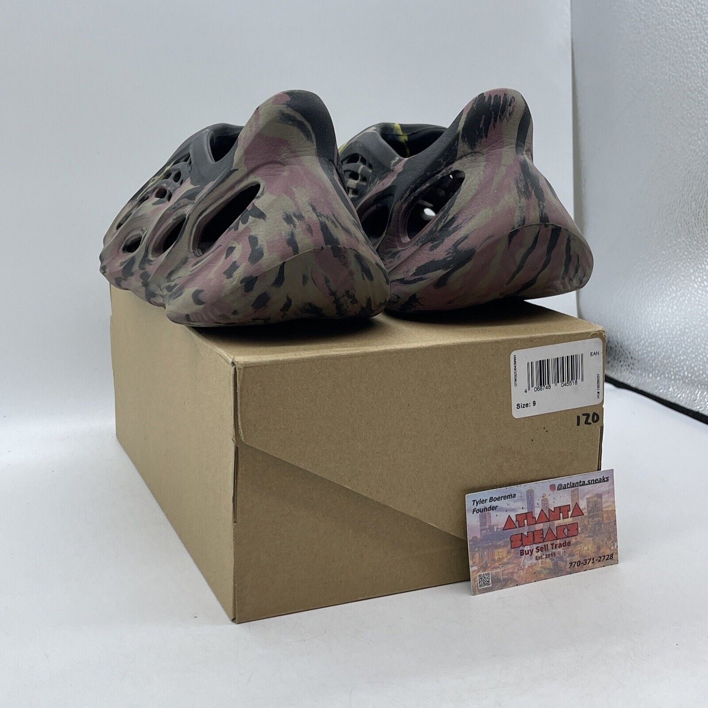 Size 9 - Yeezy Foam Runner MX Carbon Purple Brown Yellow Black Leather (IG9562)